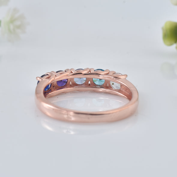 1.25 Ct Round Multi-Stone Gemstone Ring 925 Sterling Silver Rose Plated