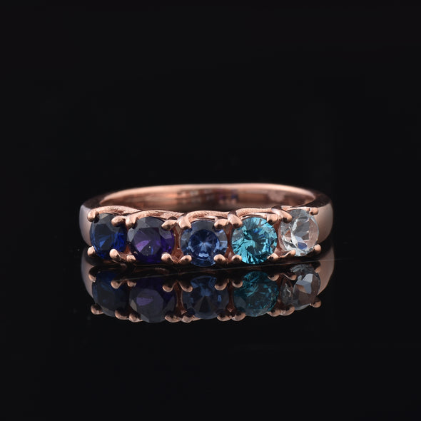 1.25 Ct Round Multi-Stone Gemstone Ring 925 Sterling Silver Rose Plated