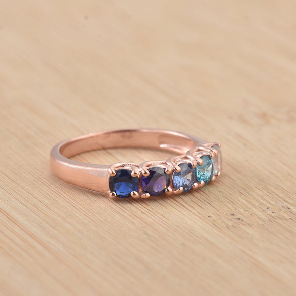1.25 Ct Round Multi-Stone Gemstone Ring 925 Sterling Silver Rose Plated
