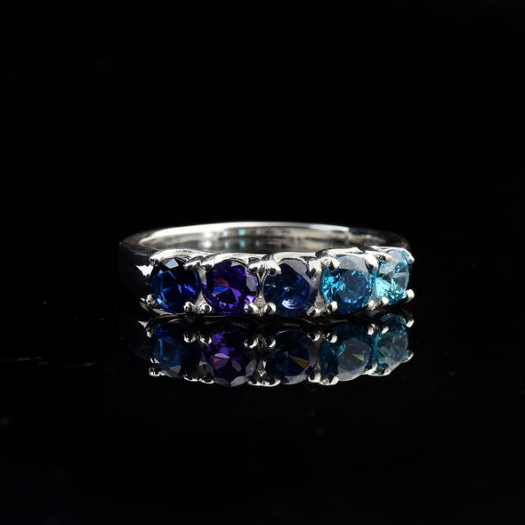 1.25 Ct Round Multi-Stone Five Stone Ring 925 Sterling Silver