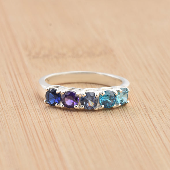 1.25 Ct Round Multi-Stone Five Stone Ring 925 Sterling Silver