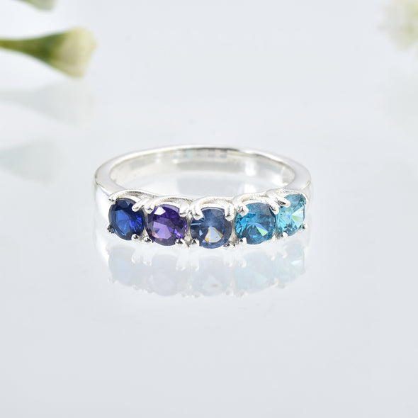 1.25 Ct Round Multi-Stone Five Stone Ring 925 Sterling Silver