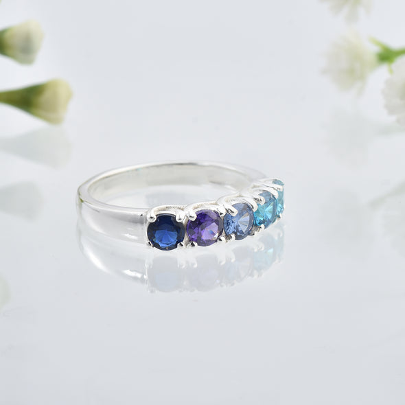 1.25 Ct Round Multi-Stone Five Stone Ring 925 Sterling Silver