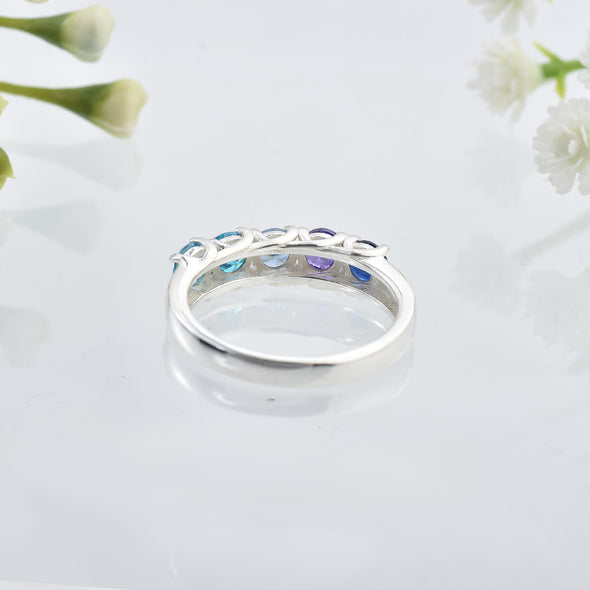 1.25 Ct Round Multi-Stone Five Stone Ring 925 Sterling Silver