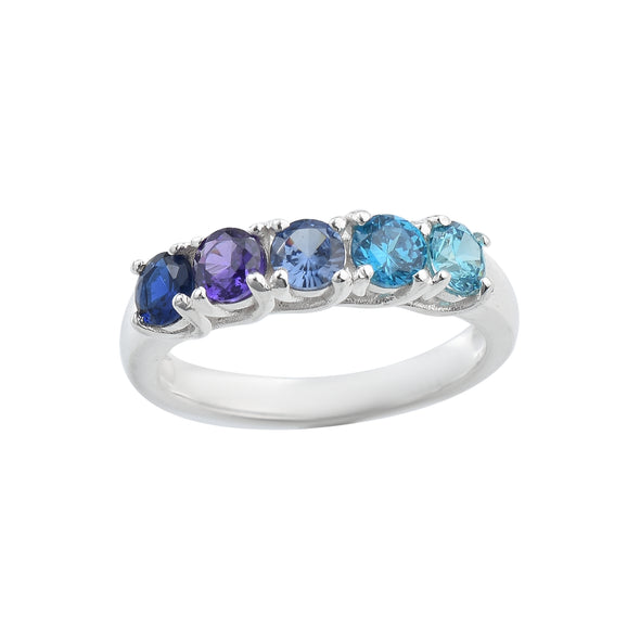 1.25 Ct Round Multi-Stone Five Stone Ring 925 Sterling Silver
