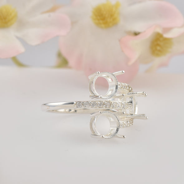 925 Sterling Silver Round Shape Semi Mount Ring