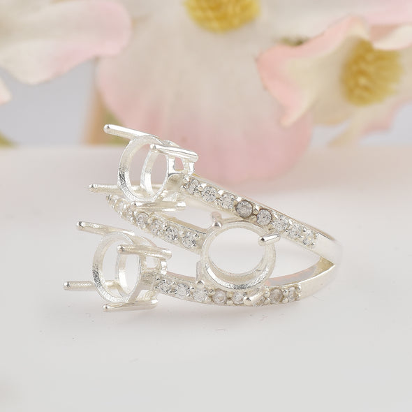 925 Sterling Silver Round Shape Semi Mount Ring
