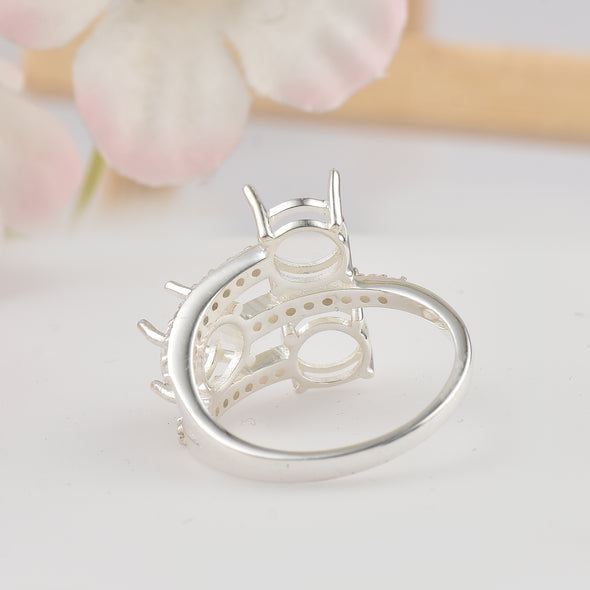 925 Sterling Silver Round Shape Semi Mount Ring
