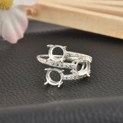 925 Sterling Silver Round Shape Semi Mount Ring