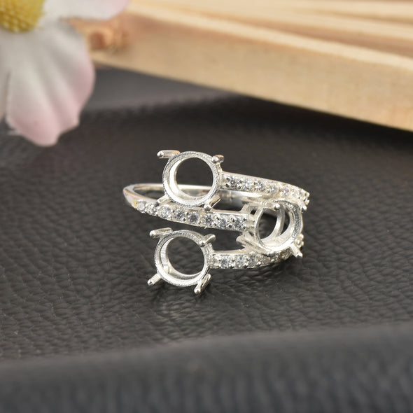 925 Sterling Silver Round Shape Semi Mount Ring