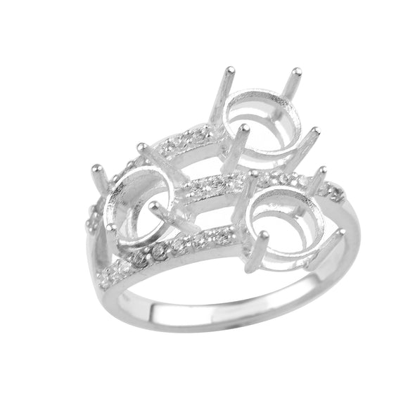 925 Sterling Silver Round Shape Semi Mount Ring