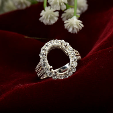 925 Sterling Silver Oval Shape Semi Mount Ring