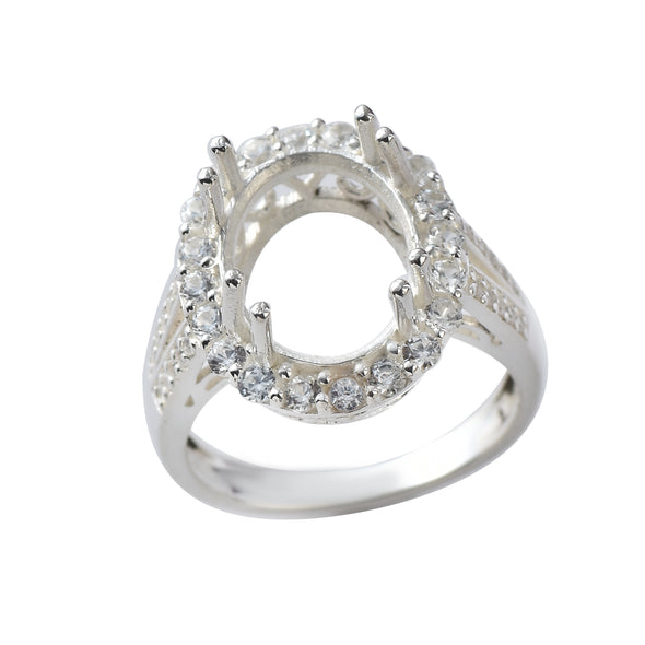 925 Sterling Silver Oval Shape Semi Mount Ring