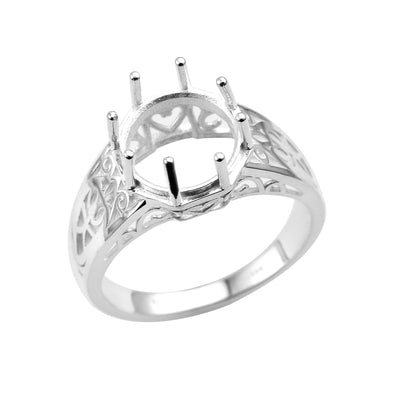 925 Sterling Silver Round Shape Semi Mount Ring