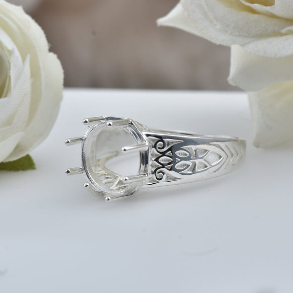 925 Sterling Silver Round Shape Semi Mount Ring