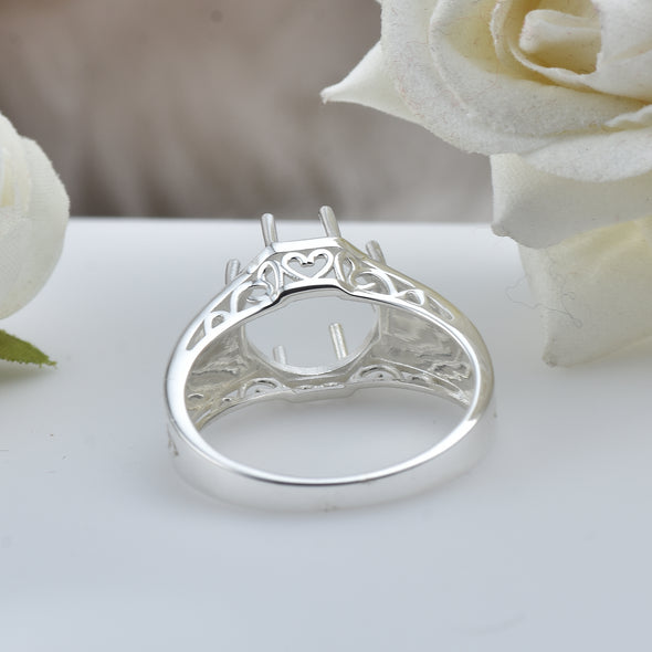 925 Sterling Silver Round Shape Semi Mount Ring