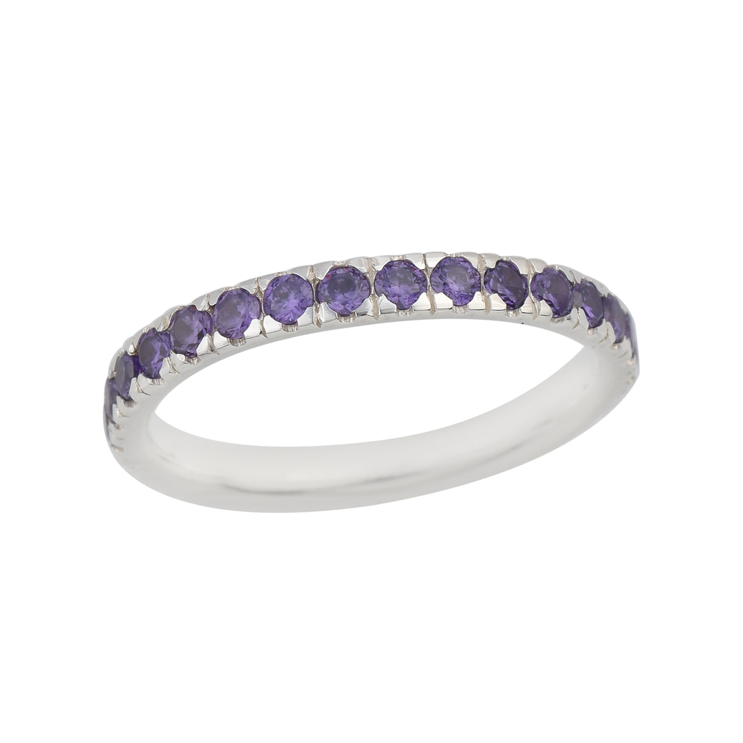 0.63 Ct Round Amethyst Eternity Band Ring 925 Sterling Silver