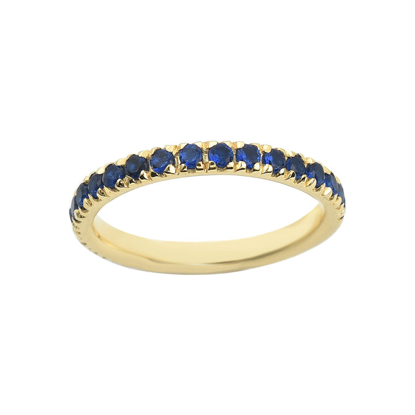 0.63 Ct Round Black Spinel Eternity Band Ring 925 Sterling Silver Yellow Plated