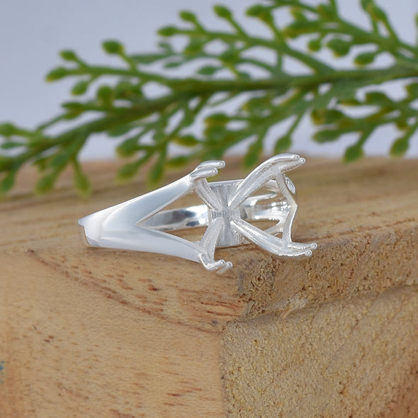 925 Sterling Silver Round Shape Semi Mount Ring
