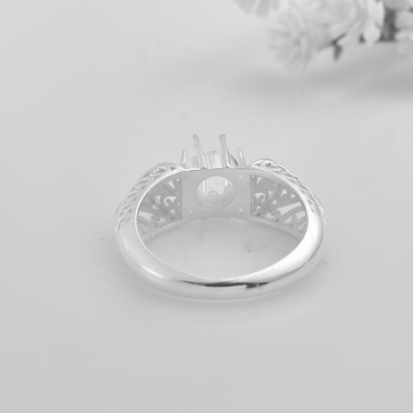 0.50 Ct Round Vintage-Inspired Filigree Semi-Mount Ring 925 Sterling Silver