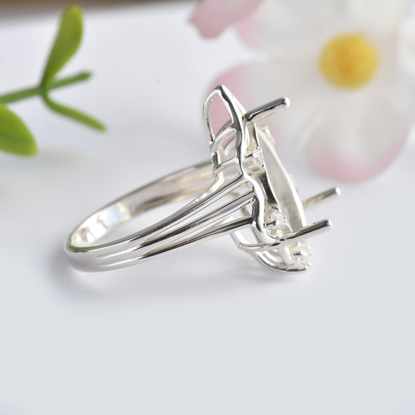 925 Sterling Silver Pear Shape Semi Mount Ring