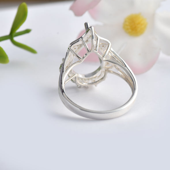 925 Sterling Silver Pear Shape Semi Mount Ring