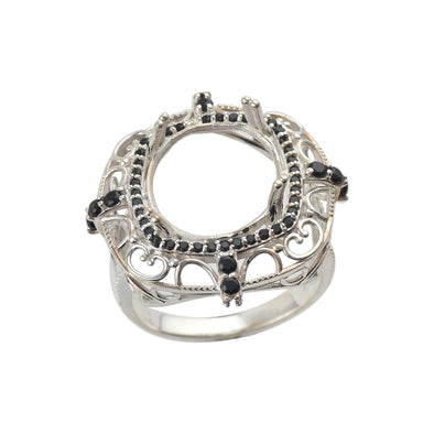 925 Sterling Silver Round Shape Semi Mount Ring