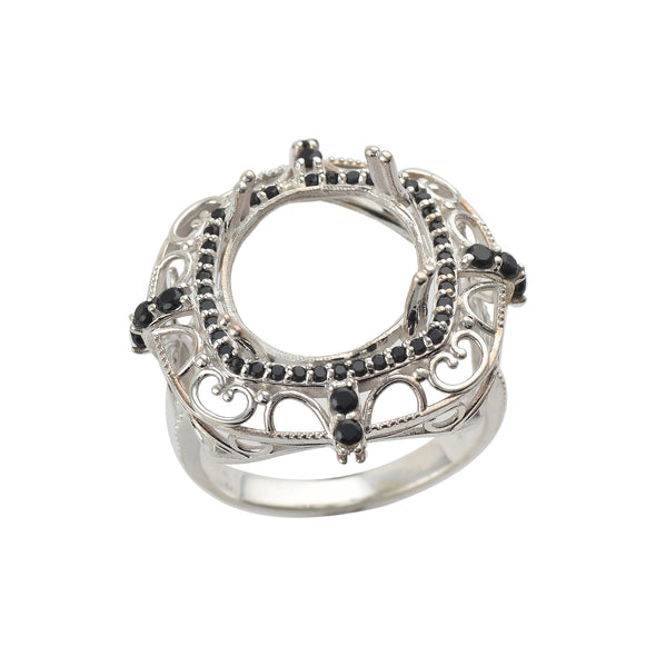 925 Sterling Silver Round Shape Semi Mount Ring