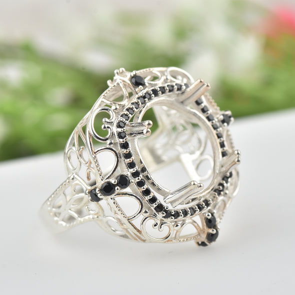 925 Sterling Silver Round Shape Semi Mount Ring