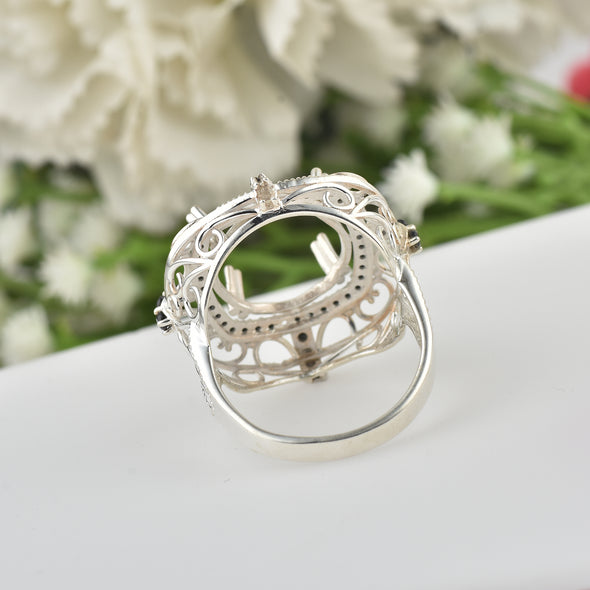 925 Sterling Silver Round Shape Semi Mount Ring