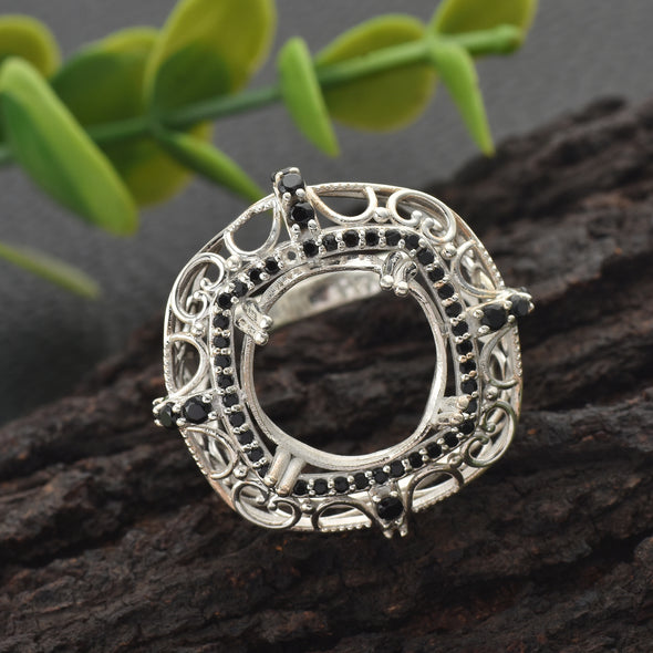 925 Sterling Silver Round Shape Semi Mount Ring