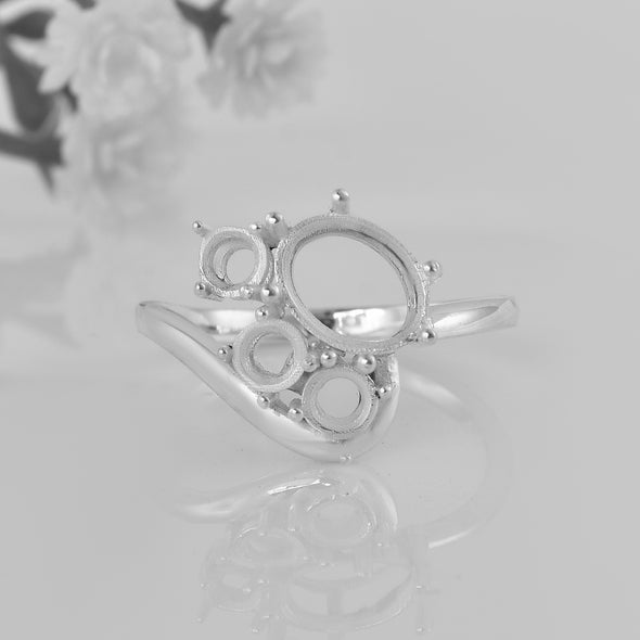 2.50 Ct Oval Shape Semi-Mount Ring 925 Sterling Silver