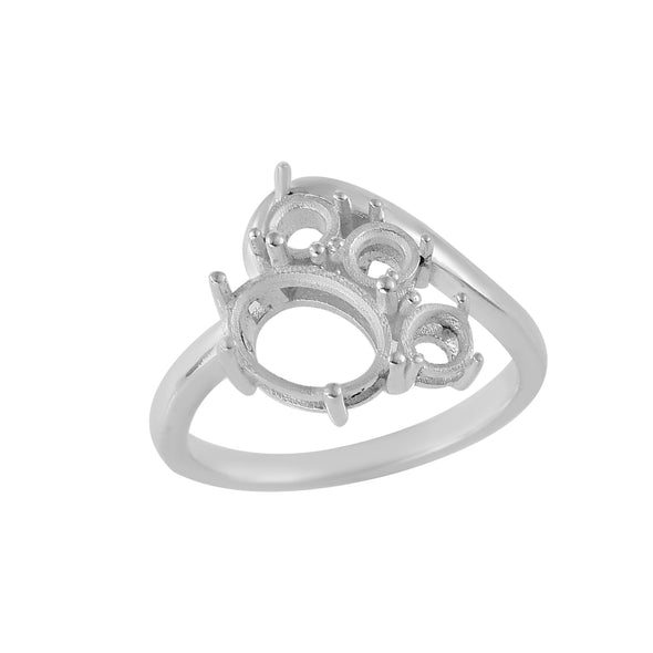 2.50 Ct Oval Shape Semi-Mount Ring 925 Sterling Silver