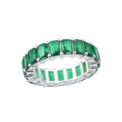 7.50 Ct Octagon Emerald Eternity Band Ring 925 Sterling Silver