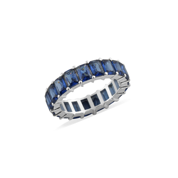 7.50 Ct Octagon Blue Sapphire Eternity Band Ring 925 Sterling Silver