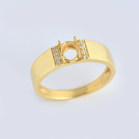 925 Sterling Silver Oval Shape Semi Mount Ring