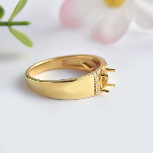 925 Sterling Silver Oval Shape Semi Mount Ring