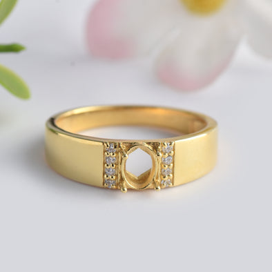 925 Sterling Silver Oval Shape Semi Mount Ring