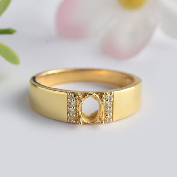 925 Sterling Silver Oval Shape Semi Mount Ring