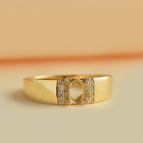 925 Sterling Silver Oval Shape Semi Mount Ring
