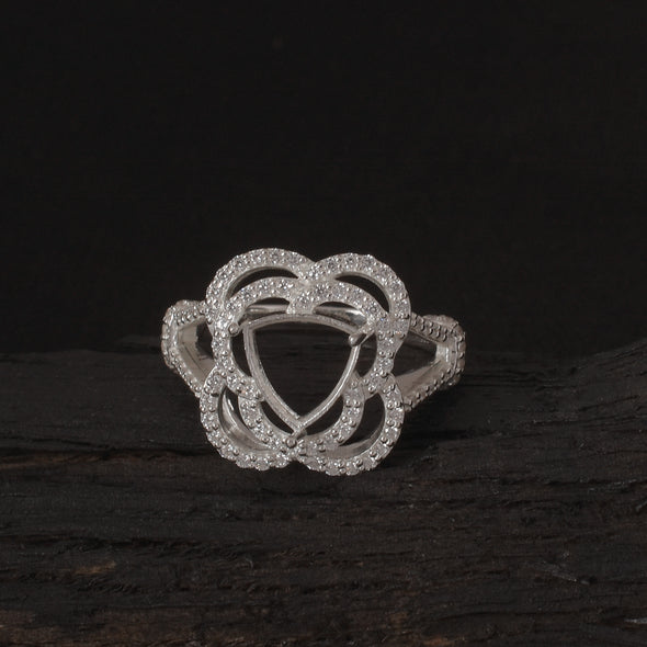 925 Sterling Silver Trillion Shape Semi Mount Ring