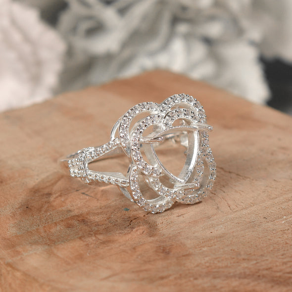 925 Sterling Silver Trillion Shape Semi Mount Ring
