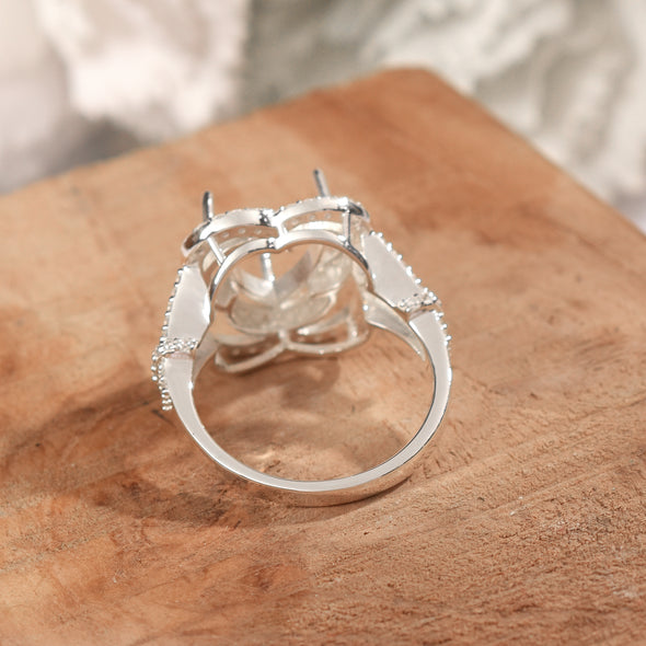 925 Sterling Silver Trillion Shape Semi Mount Ring