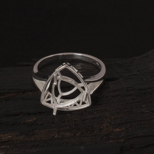 925 Sterling Silver Trillion Shape Semi Mount Ring
