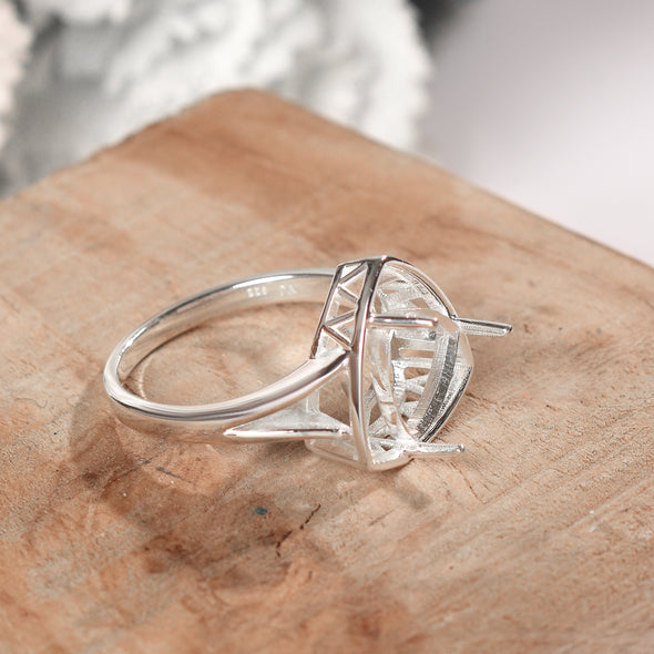925 Sterling Silver Trillion Shape Semi Mount Ring