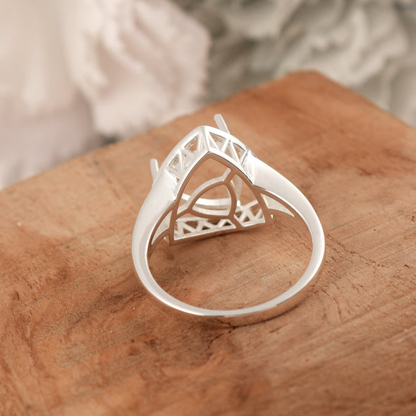 925 Sterling Silver Trillion Shape Semi Mount Ring