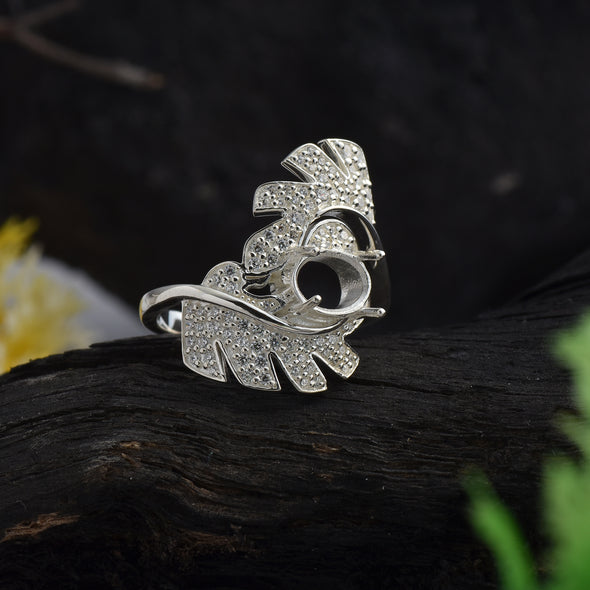 925 Sterling Silver Oval Shape Semi Mount Ring