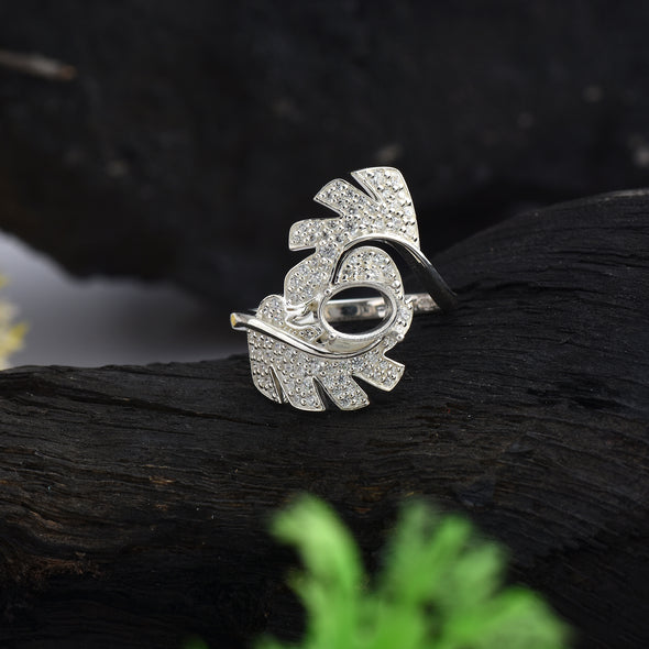 925 Sterling Silver Oval Shape Semi Mount Ring