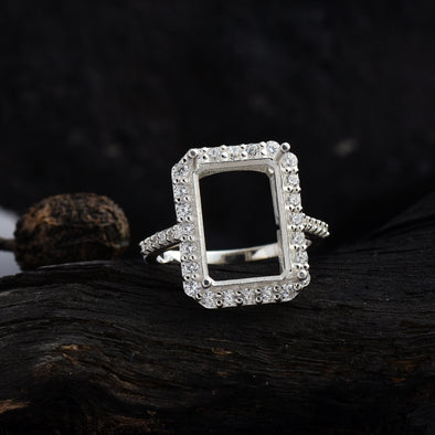 925 Sterling Silver Octagon Shape Semi Mount Ring