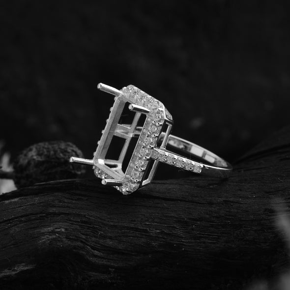 925 Sterling Silver Octagon Shape Semi Mount Ring
